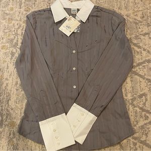 Gray button down blouse (cotton)